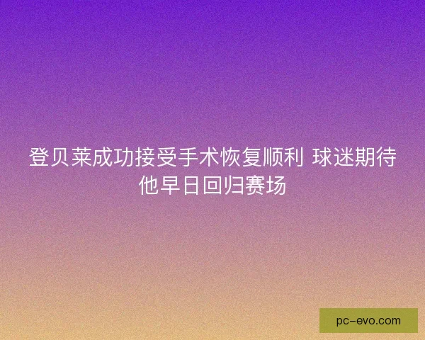 登贝莱成功接受手术恢复顺利 球迷期待他早日回归赛场